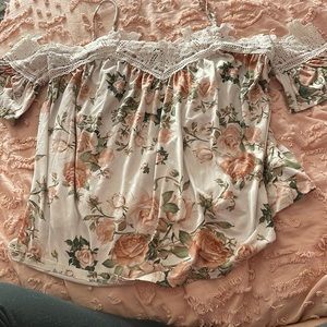 Charlotte Russe floral off the shoulder top sized M
